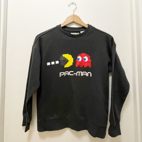 Zara crew neck black pac-man sweater size 10 - Picture 4 of 6
